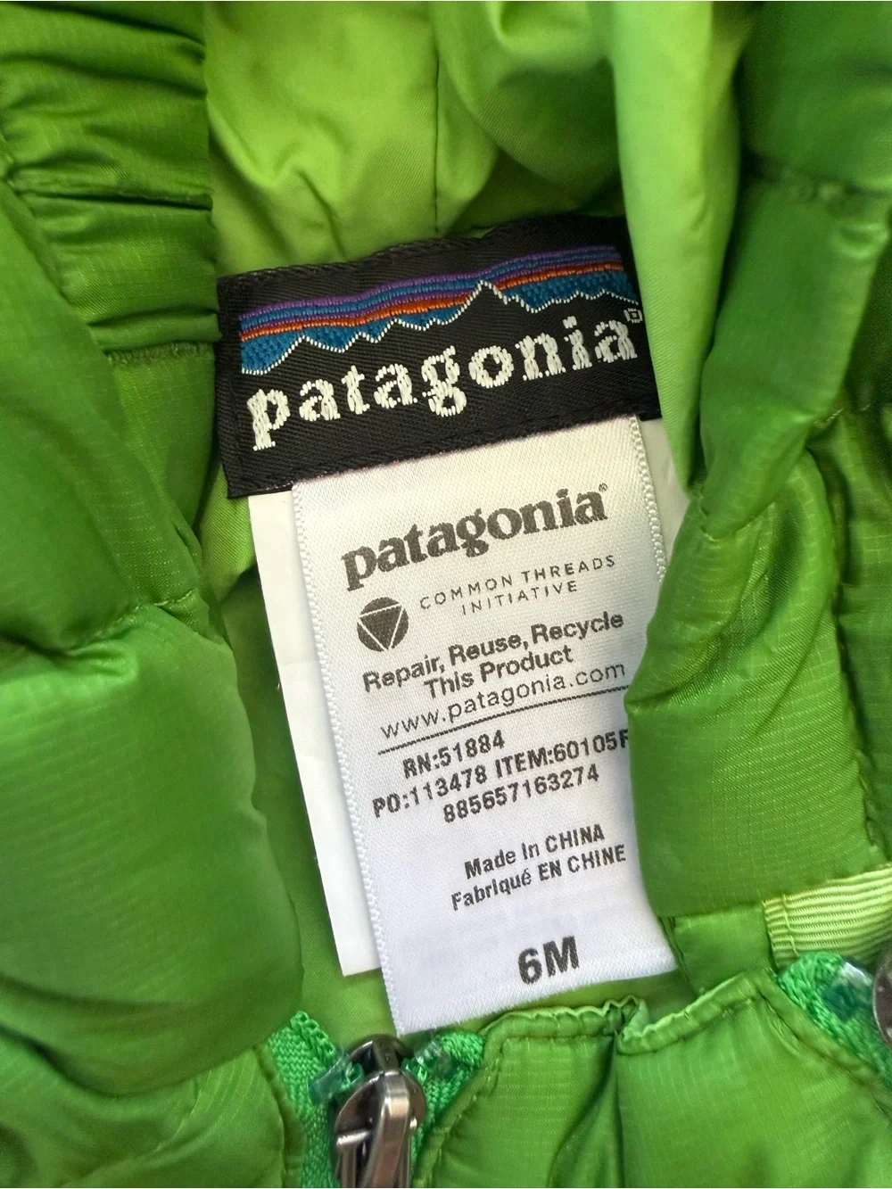 Patagonia Infant Down Sweater Bunting Green Size 6M